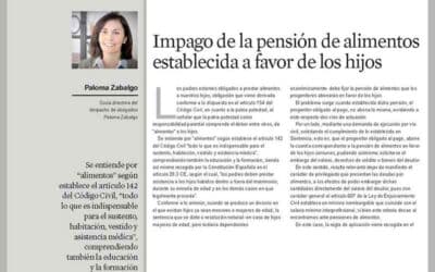 Impago de la pensión de alimentos establecida a favor de los hijos